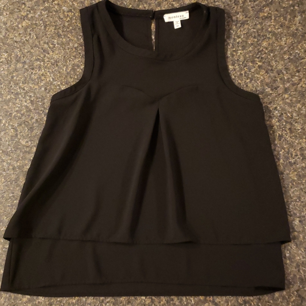 Sleeveless black sheer blouse